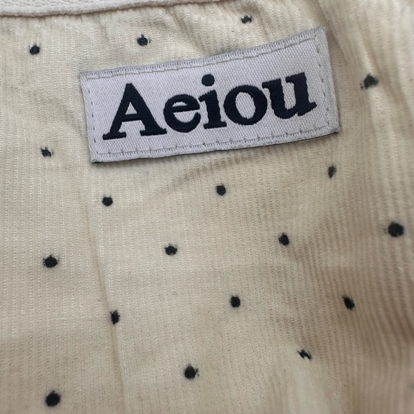 Aeiou Korea Corduroy Polka Dot Pouch - Cream & Black Pom Pom - Picture 4 of 5